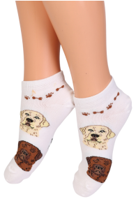 MUKI white socks with dogs for kids | Sokisahtel