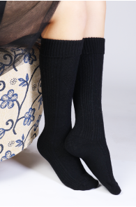 GAILI black angora wool knee-highs for women | Sokisahtel