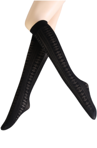 MYLA knee-highs with black pattern | Sokisahtel