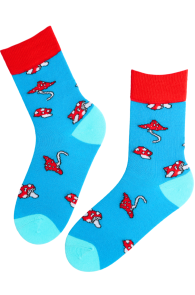 MYSTIC blue cotton socks with mushrooms | Sokisahtel