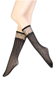 NANCY black knee-highs with dots and stripes | Sokisahtel