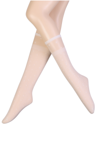 NANCY white knee-highs with dots and stripes | Sokisahtel