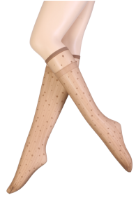 NANCY beige knee-highs with dots and stripes | Sokisahtel