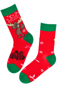 NIKLAS red reindeer cotton Christmas socks | Sokisahtel