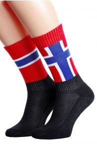 Хлопковые носки для женщин и мужчин с норвежским флагом NORWAY | Sokisahtel