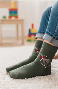 OH DEER rohelised sõnumiga meriinovillase sokid lastele | Sokisahtel