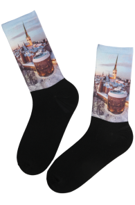 OLD TOWN WINTER print pattern socks | Sokisahtel