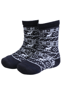 PÄRT dark blue merino wool Christmas socks for babies | Sokisahtel