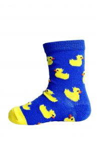 Хлопковые противоскользящие носки синего цвета с желтыми уточками для малышей PARDIRALLI | Sokisahtel