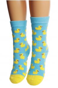 Детские хлопковые носки голубого цвета с желтыми уточками PARDIRALLI | Sokisahtel
