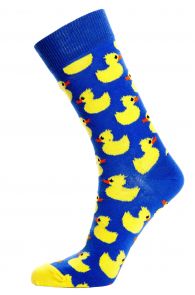 Женские хлопковые носки синего цвета с желтыми уточками PARDIRALLI | Sokisahtel