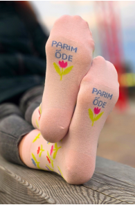PARIM ÕDE heleroosad lillelised puuvillased sokid