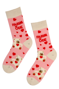 Хлопковые носки розового цвета с изображением милых медвежат и сердечек PARIM ÕDE (лучшая сестра) | Sokisahtel