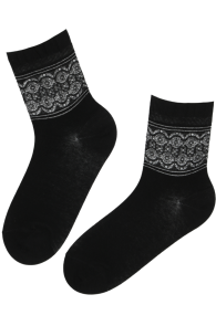Хлопковые носки чёрного цвета с изысканным узором PAXTON | Sokisahtel