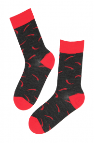 PEPPER merino wool socks with chillies | Sokisahtel