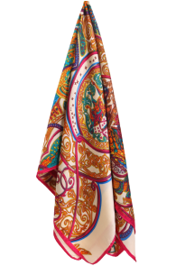 Шейный платок цвета слоновьей кости с ярким узором в восточной тематике PERUGIA | Sokisahtel