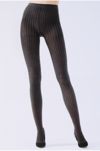 Женские комфортные колготки чёрно-серого цвета с узором "вертушка" GHADA от Pierre Mantoux | Sokisahtel
