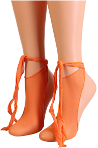 Носки-следки оранжевого цвета с открытой стопой (полупальцы) TULLE от Pierre Mantoux | Sokisahtel