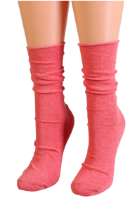 Женские комфортные хлопковые носки кораллово-розового цвета BASIC от Pierre Mantoux | Sokisahtel