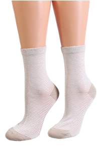 Женские полосатые хлопковые носки светло-бежевого цвета POLLY от Pierre Mantoux | Sokisahtel