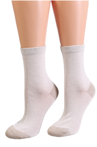 Pierre Mantoux POLLY light beige striped socks | Sokisahtel