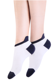 Хлопковые укороченные (спортивные) носки бело-синего цвета ACTIVE от Pierre Mantoux | Sokisahtel