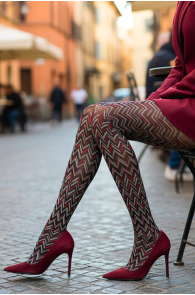 Pierre Mantoux GALATEA red pattern tights | Sokisahtel