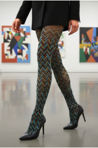 Pierre Mantoux GALATEA turquoise patterned tights | Sokisahtel