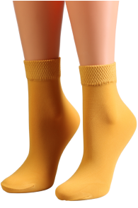 Женские романтичные носки горчично-жёлтого цвета с широким краем VELOUTINE от Pierre Mantoux | Sokisahtel