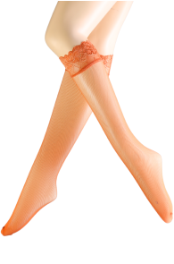 Pierre Mantoux PIZZO orange fishnet knee-highs | Sokisahtel