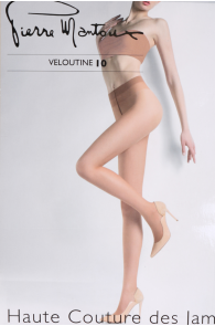 Женские тонкие однотонные классические колготки коричневого цвета VELOUTINE 10DEN от Pierre Mantoux | Sokisahtel