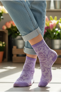 Pierre Mantoux ZINNIA purple sheer socks | Sokisahtel