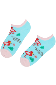 PINK FLAMINGO helesinised madalad sokid flamingodega | Sokisahtel