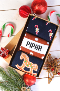 PIPARKOOK gift box with 3 pairs of socks