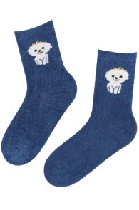 Мягкие тёплые носки синего цвета с милыми собачками PONS | Sokisahtel