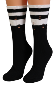 POSITANO black striped torn socks | Sokisahtel