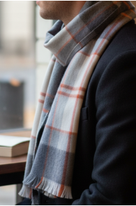 Alpakavillane suur pronksja triibuga ruudumustriline sall | Sokisahtel