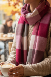 Alpakavillane suur violett ruudumustriline sall | Sokisahtel