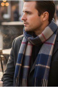 Alpakavillane suur sinine ruudumustriline sall | Sokisahtel