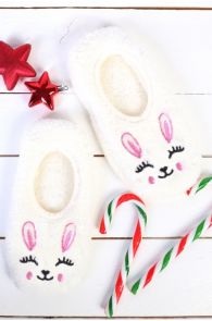 Теплые и мягкие носки-тапочки белого цвета для детей PUFFY | Sokisahtel