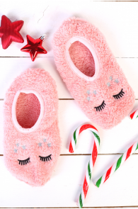 Теплые и мягкие носки-тапочки пастельно-розового цвета для детей PUFFY | Sokisahtel