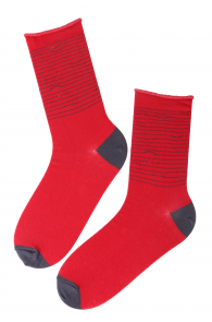 Мужские хлопковые носки красного цвета с узором в полоску ко Дню Отца PUHH | Sokisahtel