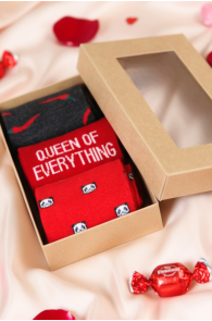 QUEEN OF EVERYTHING merino wool gift box with 3 pairs of socks | Sokisahtel