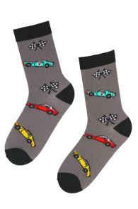 Хлопковые носки серого цвета с изображением ралли RACECAR (гоночный автомобиль) | Sokisahtel