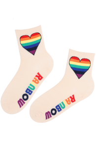 RAINBOW creamy white cotton socks | Sokisahtel