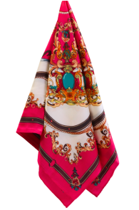Шейный платок тёмно-розового цвета с шёлком и винтажным узором RAVENNA | Sokisahtel