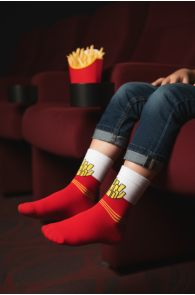 Красные детские носки с картошкой фри REGGIE | Sokisahtel