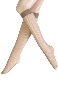 RETE light beige fishnet knee-highs | Sokisahtel