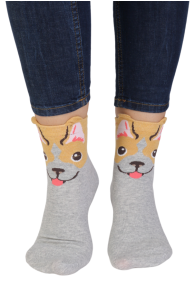 REX light grey socks for a dog lover | Sokisahtel