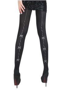 RIBBON black tights with silver details | Sokisahtel